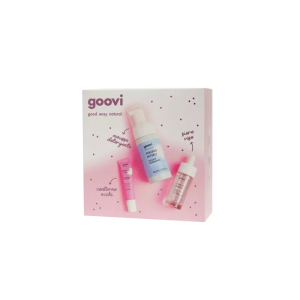 Goovi set mousse detergente 100 ml + contorno occhi levigante + siero viso acido ialuronico