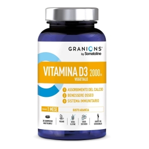 Acquista Online Granions by somatoline vitamina d3 vegetale 2000 ui 30 compresse masticabili gusto arancia senza glutine con edulcorante e Cerca il miglior prezzo