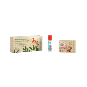 Greenatural piacevoli sensazioni 1 sapone cosmetico esfoliante 100 g + 1 bio balsamo labbra vitamine ace spf 15