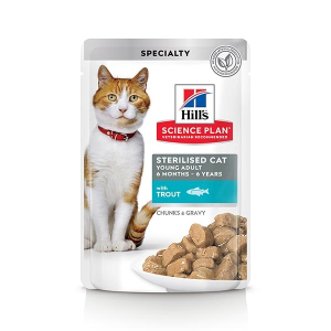 Trova prezzi di hill's gatto science speciality sterilised gravy (in salsa) young adult trota 85gr (bustina) e compra online