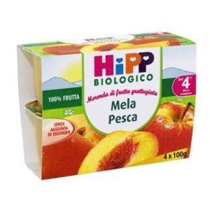 hipp bio frutta grattuggiata mela pesca 4 x bugiardino cod: 903149045 