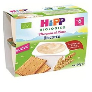 hipp bio merenda al latte biscotto 4 x 100 g bugiardino cod: 923676314 