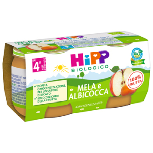 hipp omogeneizzato albicocca/mela 2x80g bugiardino cod: 980512495 