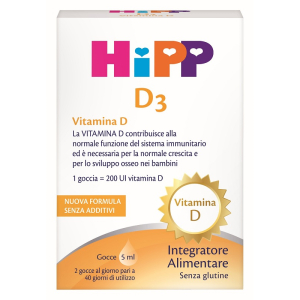 Hipp d3 integratore per lo sviluppo delle ossa e per le difese immunitarie dei bambini gocce orali 5ml