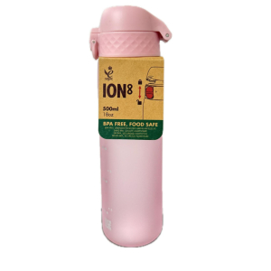Ion8 borraccia rose quartz 500ml, borraccia sportiva riutilizzabile senza bpa, bottiglia a prova di perdite
