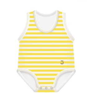 J bimbi body neonato estivo fresco 0-36 mesi bio cotton righe giallo bianco 1 pezzo