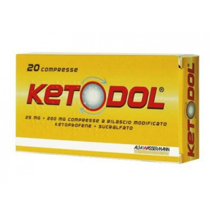 ketodol 20 compresse 25mg+200mg rilascio bugiardino cod: 028561037 