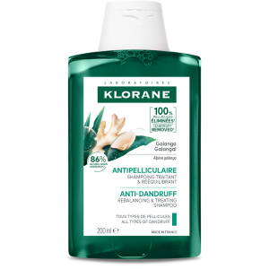 Klorane anti-forfora shampoo trattante e riequilibrante alla galanga, forfora secca e grassa, 200 ml