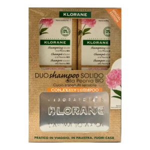 Klorane duo shampoo solido peonia 80 g + portashampoo