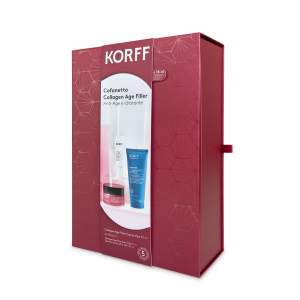 Korff collagen age filler crema viso 50 ml + collagen age filler siero viso 10 ml + essential latte all in one 100 ml