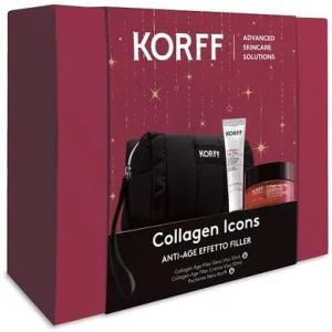 Korff collagen icons anti-age effetto filler cofanetto con crema viso 50ml + siero viso 10ml in omaggio + pochette nera in omaggio