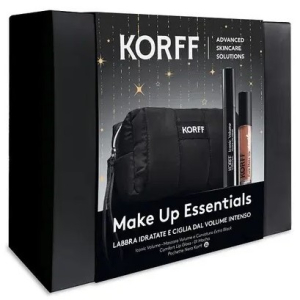 Cerca Offerte di korff make up essential labbra idratate e ciglia dal volume intenso cofanetto con mascara iconic volume 9,1ml + lip gloss 01 mocha 4ml + pochette nera e acquista online