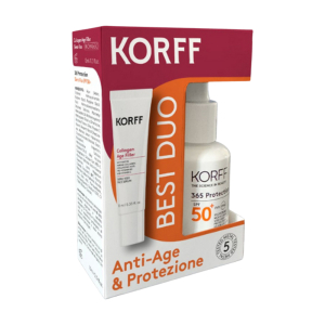 Korff sun 365 protection kit anti-age & protezione - siero viso protezione solare molto alta spf50+ 30 ml + collagen age filler siero viso 10ml