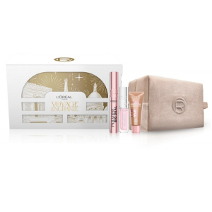 L'Oreal Paris le Voyage Enchante - Set Regalo Natale Mascara Big Deal + Lucidalabbra Plump Ambition + Illuminante Lumi Glotion 903 + Pochette