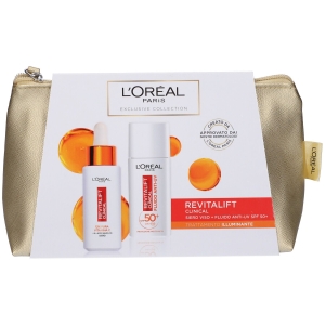L'Oréal Paris Pochette Revitalift Clinical con Siero Viso+Fluido Anti-Uv SPF 50+Routine Illuminante con Vitamina C 30 ml+50 ml 577N