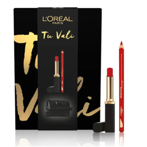 L'oréal paris self confidence box mini beauty nero kit lips + rossetto + matita labbra 577n