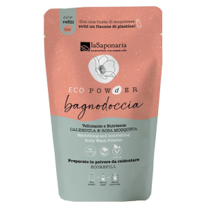 La saponaria - ecopowder bagnodoccia confezione calendula e rosa mosqueta confezione 25 gr (equivalgono a circa 225 ml)