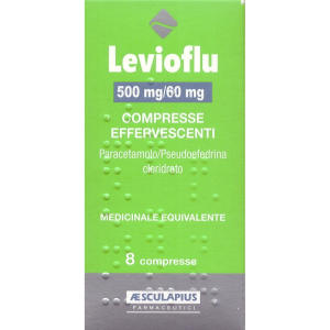 levioflu 8 compresse effervescenti 500 mg + bugiardino cod: 043506017 