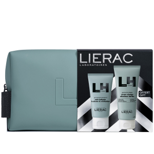 Lierac cofanetto di natale uomo 2025 gel idratante - gel viso idratante energizzante 50 ml + gel doccia multifunzione 200 ml + trousse