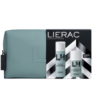 Lierac homme cofanetto regalo con fluido anti età globale 50ml + deodorante uomo 50 ml + pochette in regalo