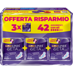 Cerca Offerte di lines seta ultra giorno assorbente con ali pacco scorta 42 pz assorben e acquista online