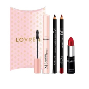 Lovren kit make-up completo 2 mascara + matita occhi + matita labbra + rossetto – cosmetici completi per occhi e labbra