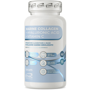 Marine collagen + hyaluronic acid + vitamin c integratore per il benessere di pelle e denti 120 capsule