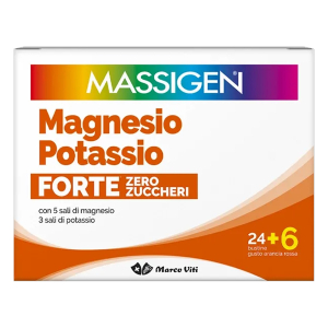 Massigen magnesio potassio forte zero zuccheri 30 bustine gusto arancia rossa