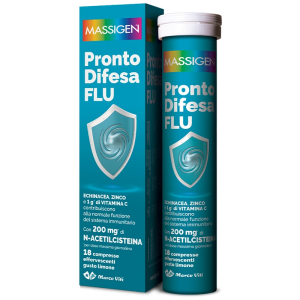 Massigen pronto difesa flu 18 compresse effervescenti gusto limone integratore per sistema immunitario