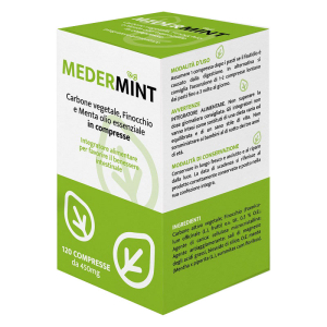 Medermint carbone vegetale per il benessere intestinale e per il meteorismo 120 compresse 450mg