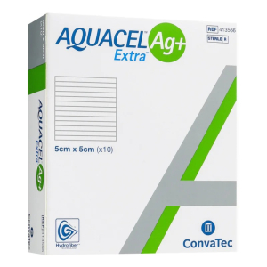 Medicazione in hydrofiber e ioni argento aquacel ag+ extra 5x5 cm 10 pezzi