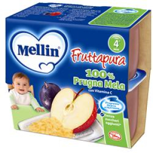 mellin frutta pura prugna mela 100 g 4 pezzi bugiardino cod: 904915562 