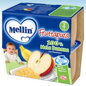 mellin frutta pura mela banana 100 g 4 pezzi bugiardino cod: 904915547 