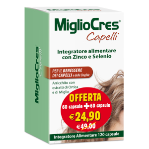 Migliocres 60 + 60 capsule promo f&f integratore alimentare per capelli