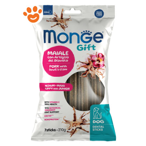 Monge dental sticks maiale con artiglio del diavolo per cani puppy/junior medium/maxi 210g 4684
