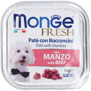Cerca Offerte di monge fresh manzo paté con bocconcini per cani adulti set da 10 10x100 e acquista online