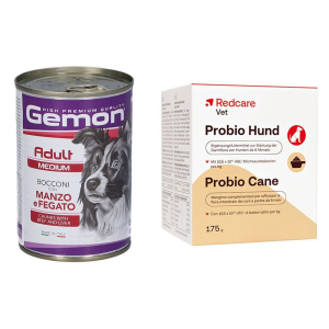 Cerca Offerte di monge gemon manzo fegato cani adulti taglia media + redcare vet probio e acquista online