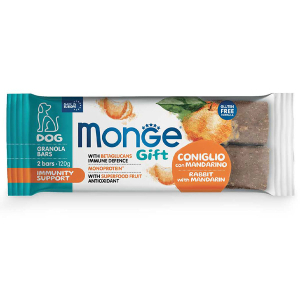 Monge granola bars immunity support per cani adulti coniglio con mandarino 120g 4684