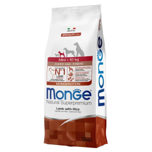 Monge natural superpremium mini monoprotein agnello con riso secco cani cuccioli taglia mini sacco 7,5kg 4684