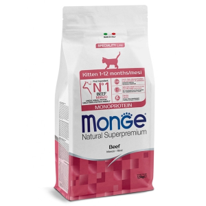 Monge natural superpremium monoprotein manzo cibo secco per gattini sacco 1,5kg