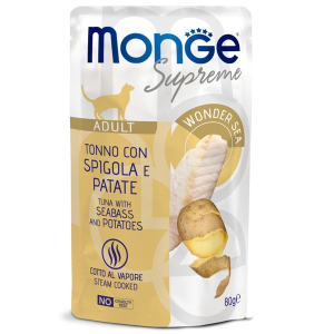 Monge supreme pezzetti di tonno con spigola e patate per gatti adulti busta 80g 4684