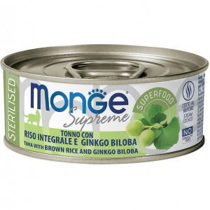 Monge supreme tonno riso integrale e ginkgo biloba cibo umido gatti adulti sterilizzati 80g 4684