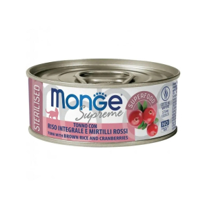 Monge supreme tonno riso integrale e mirtilli rossi cibo umido gatti adulti sterilizzati 80g 4684