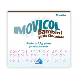 movicol bambini 20 bustine gusto cioccolato bugiardino cod: 029851084 