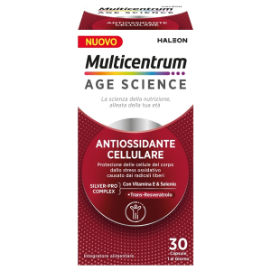 Multicentrum age science antiossidante cellulare integratore per contrastare lo stress ossidativo 30 capsule