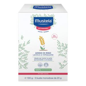 Mustela amido di riso – 4 bustine monodose da 30 g – lenitivo per bagnetto delicato