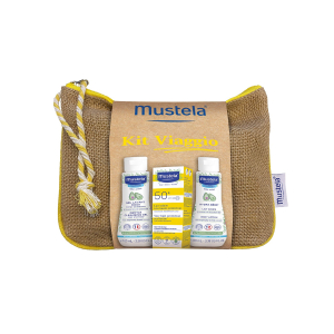 Mustela kit viaggio 2024 1 hydra bebe' crema viso 100 ml + 1 detergente delicato 100 ml + 1 latte solare 40 ml
