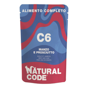 Cerca Offerte di natural code c6 manzo e prosciutto per gatti adulti busta 70g e acquista online