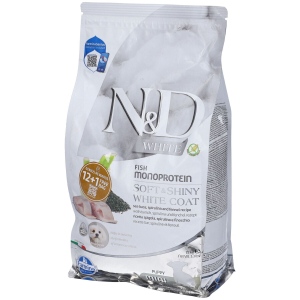 Natural e delicious white dog puppy mini spigola, spirulina e finocch...