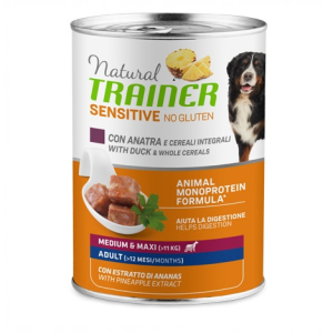Natural trainer cane sensitive no gluten medium & maxi adult con anatra e cereali 400g trainer natural